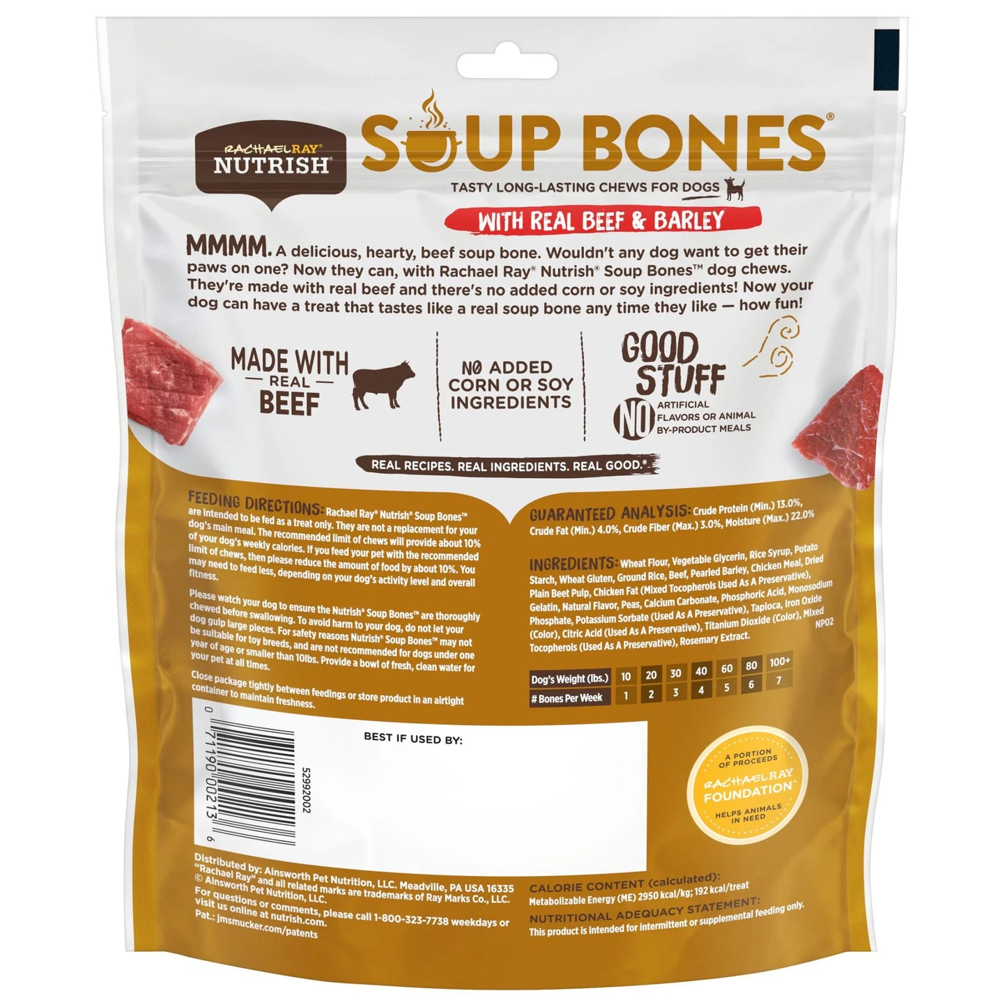 Rachael Ray Soup Bones with Real Beef & Barley, 11 Dry Dog Chews