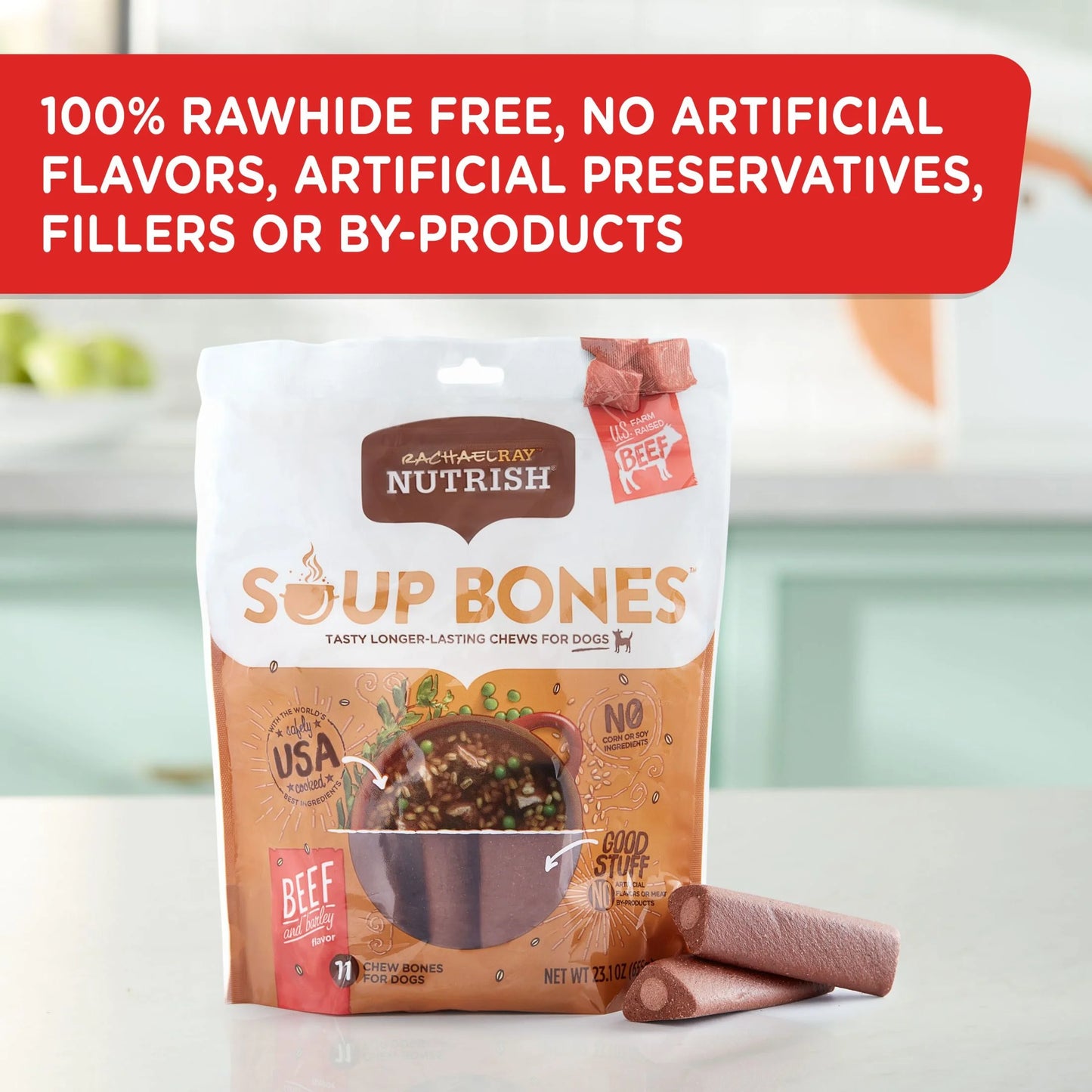 Rachael Ray Soup Bones with Real Beef & Barley, 11 Dry Dog Chews