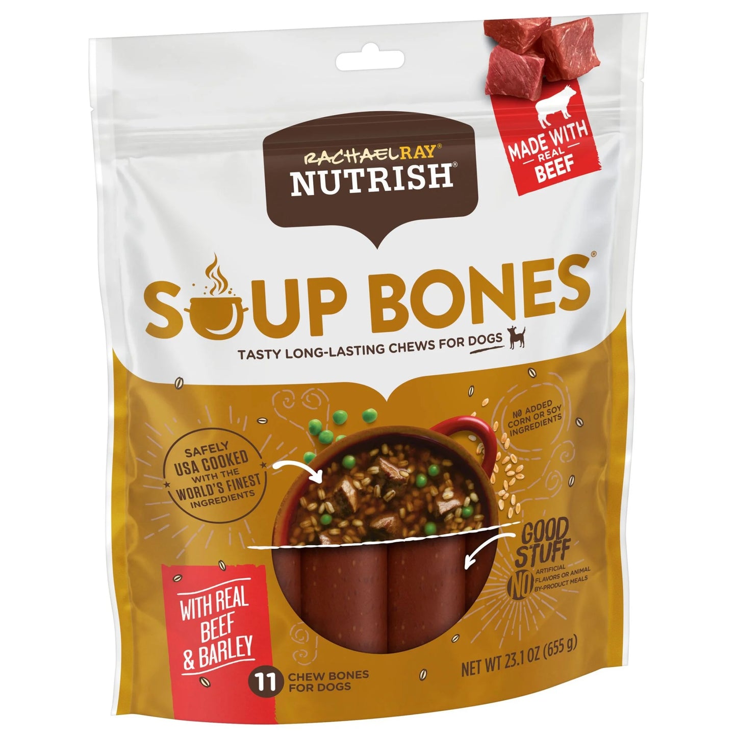 Rachael Ray Soup Bones with Real Beef & Barley, 11 Dry Dog Chews