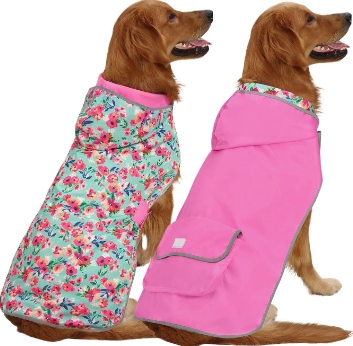 Reversible Hooded Dog Raincoat for Small, Medium, and Large Dogs!
