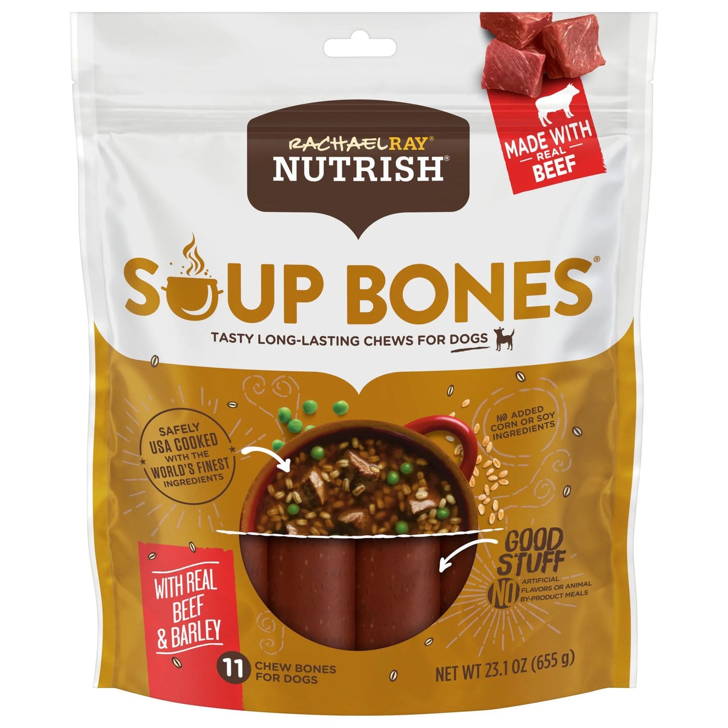 Rachael Ray Soup Bones with Real Beef & Barley, 11 Dry Dog Chews