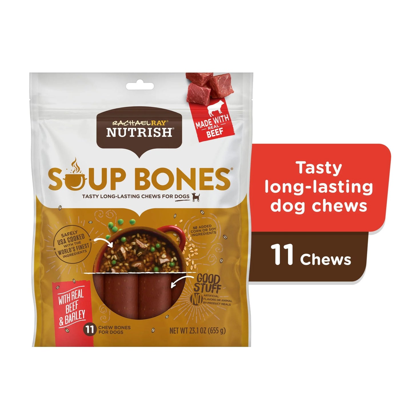 Rachael Ray Soup Bones with Real Beef & Barley, 11 Dry Dog Chews