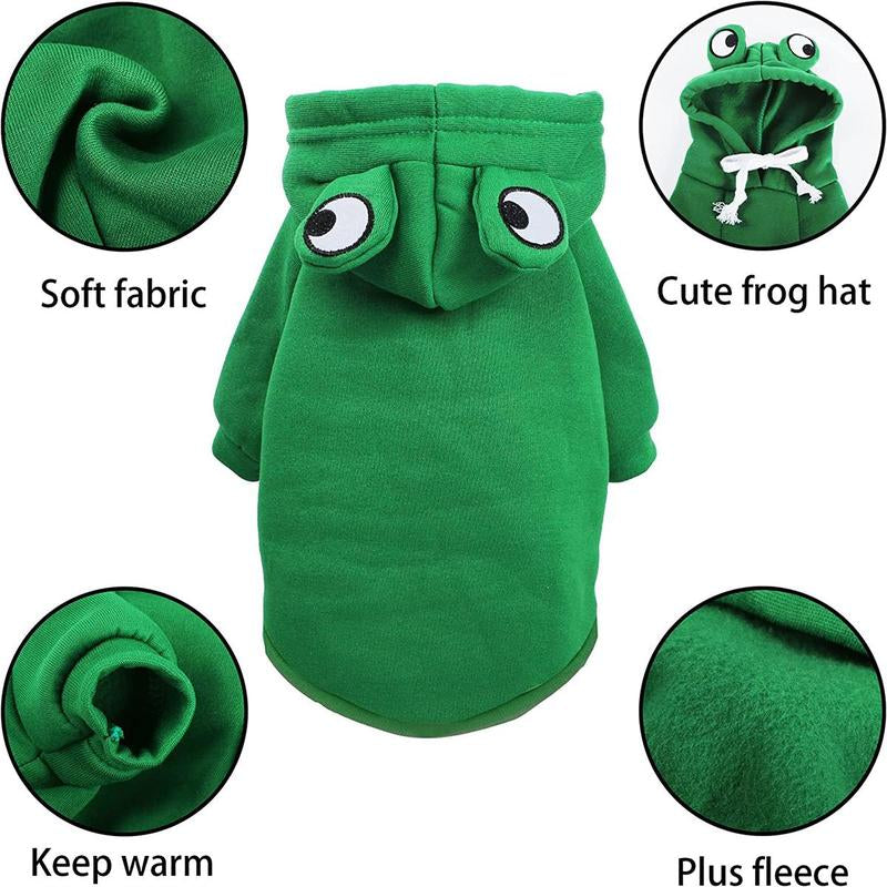 Frog Design Pet Hoodie- Small Pets Outfit for Puppies, small dogs & Cats