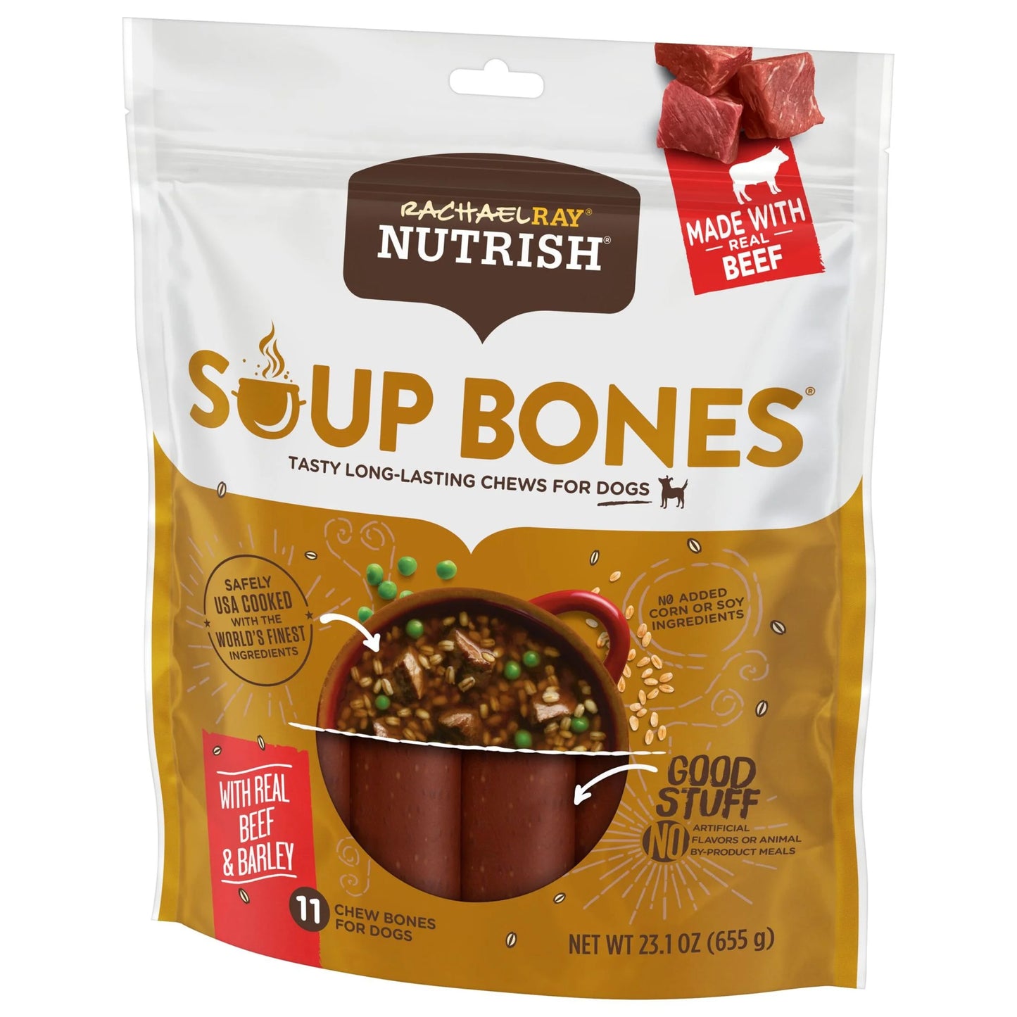 Rachael Ray Soup Bones with Real Beef & Barley, 11 Dry Dog Chews