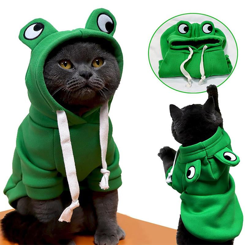 Frog Design Pet Hoodie- Small Pets Outfit for Puppies, small dogs & Cats