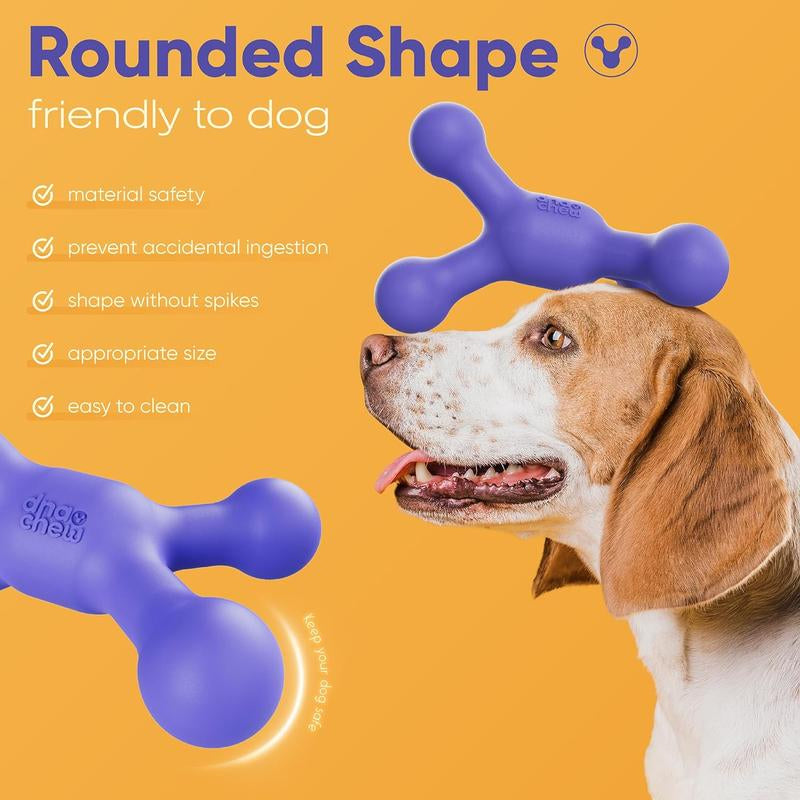Durable Dog Chew Toys for Aggressive Chewers - 720° Free-Rolling, 80 Shore D Nylon Bones with Natural Bacon Flavor for Medium Dogs, Long-Lasting Teething Toys in Blue with Crinkle and Squeaky Features