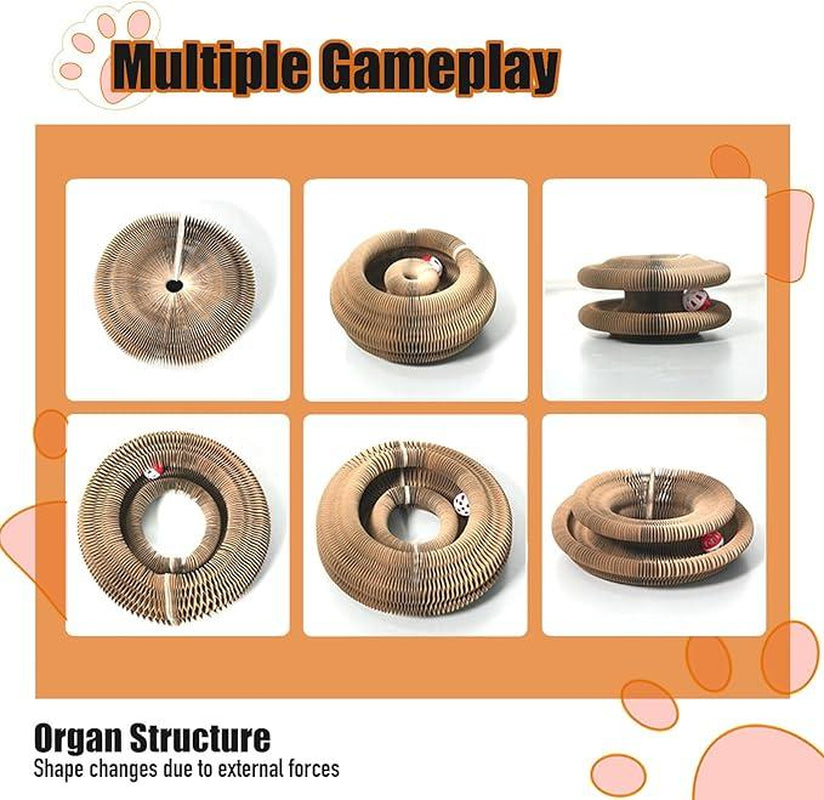 Foldable Interactive Cat Scratching Board with Pinball Track - Engaging Cardboard Toy for Indoor Cats