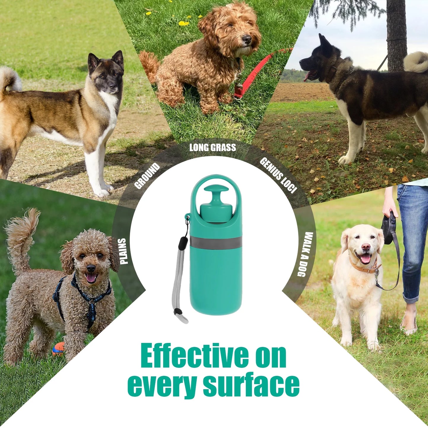 Portable Dog Pooper Scooper with Built-In Bag Dispenser - Lightweight Handheld Waste Pick-Up Tool for Small, Medium, and Large Dogs