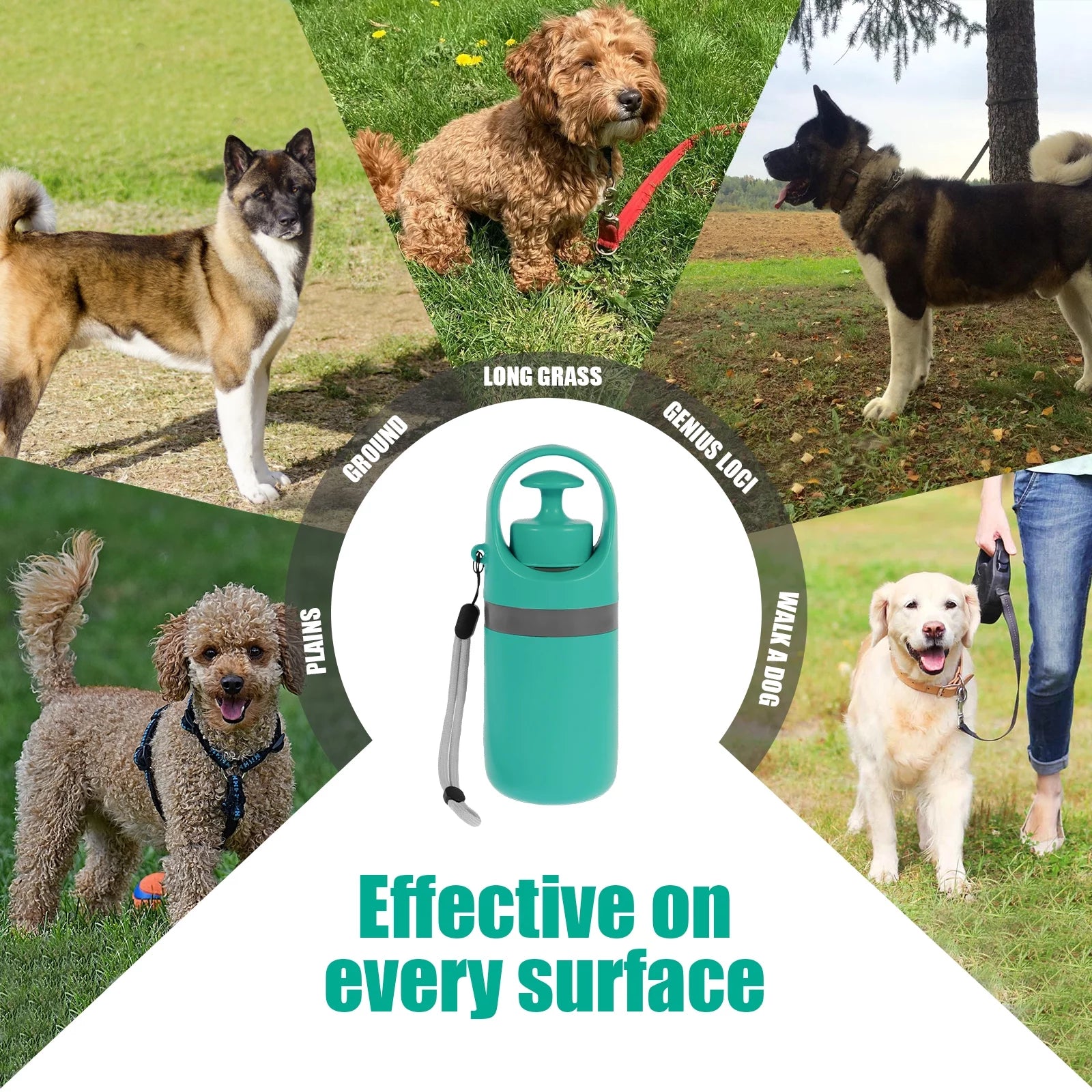 Portable Dog Pooper Scooper with Built-In Bag Dispenser - Lightweight Handheld Waste Pick-Up Tool for Small, Medium, and Large Dogs