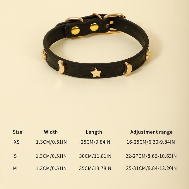 Star & Moon Adjustable leather Pet Collar