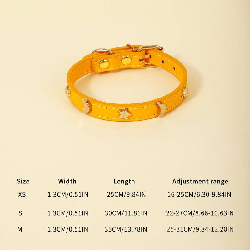 Star & Moon Adjustable leather Pet Collar