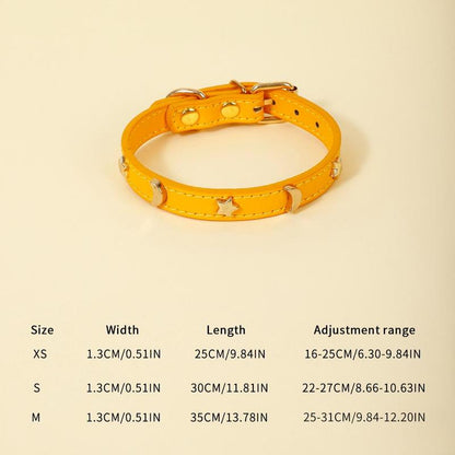 Star & Moon Adjustable leather Pet Collar