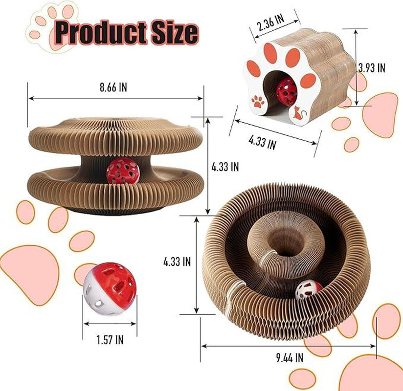 Foldable Interactive Cat Scratching Board with Pinball Track - Engaging Cardboard Toy for Indoor Cats
