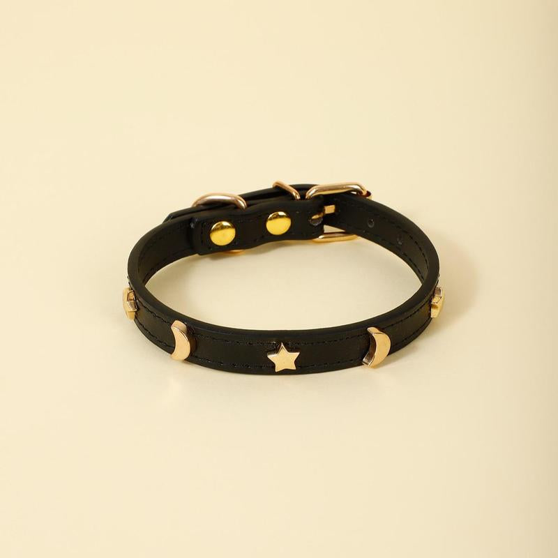Star & Moon Adjustable leather Pet Collar