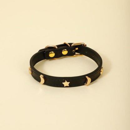Star & Moon Adjustable leather Pet Collar