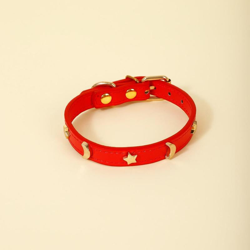 Star & Moon Adjustable leather Pet Collar