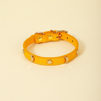 Star & Moon Adjustable leather Pet Collar
