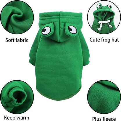 Frog Design Pet Hoodie- Small Pets Outfit for Puppies, small dogs & Cats