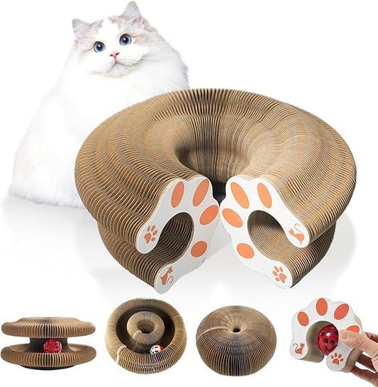 Foldable Interactive Cat Scratching Board with Pinball Track - Engaging Cardboard Toy for Indoor Cats