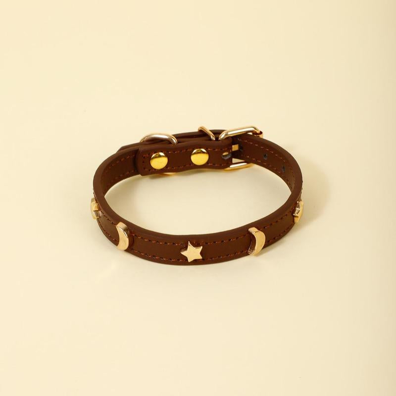 Star & Moon Adjustable leather Pet Collar