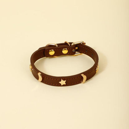 Star & Moon Adjustable leather Pet Collar