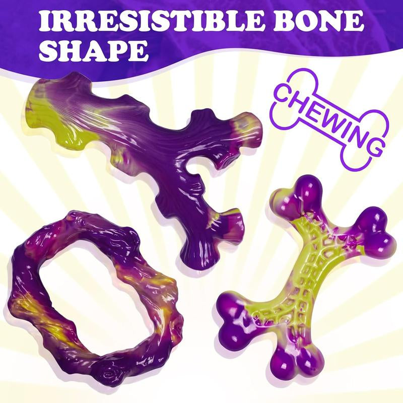 Durable 3-Pack Dog Chew Toys for Aggressive Chewers