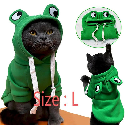 Frog Design Pet Hoodie- Small Pets Outfit for Puppies, small dogs & Cats