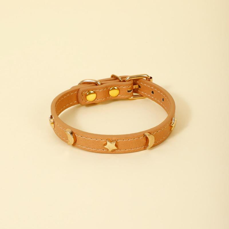 Star & Moon Adjustable leather Pet Collar