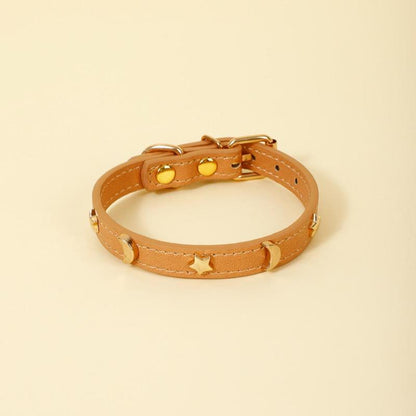 Star & Moon Adjustable leather Pet Collar