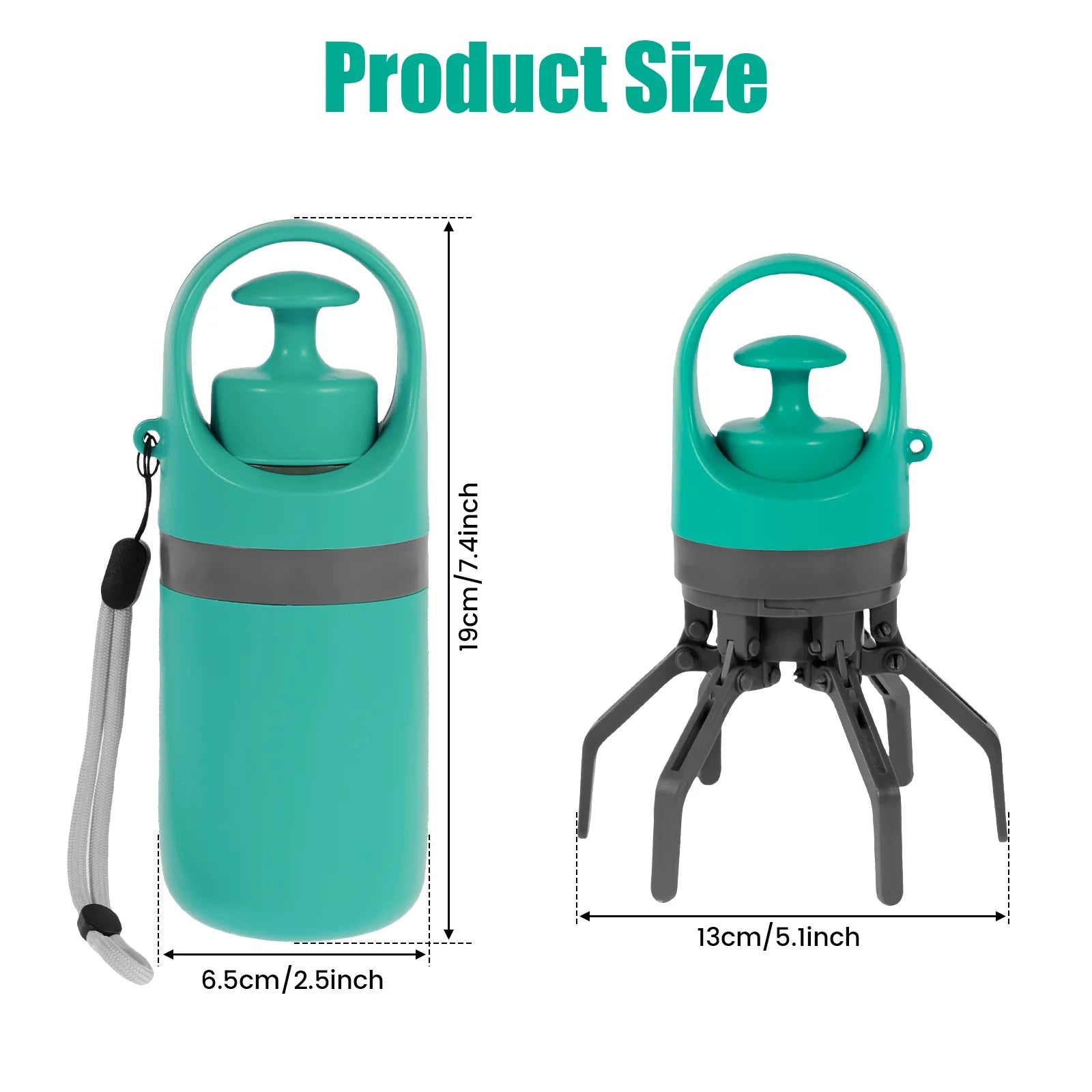 Portable Dog Pooper Scooper with Built-In Bag Dispenser - Lightweight Handheld Waste Pick-Up Tool for Small, Medium, and Large Dogs