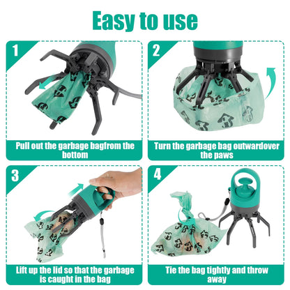 Portable Dog Pooper Scooper with Built-In Bag Dispenser - Lightweight Handheld Waste Pick-Up Tool for Small, Medium, and Large Dogs