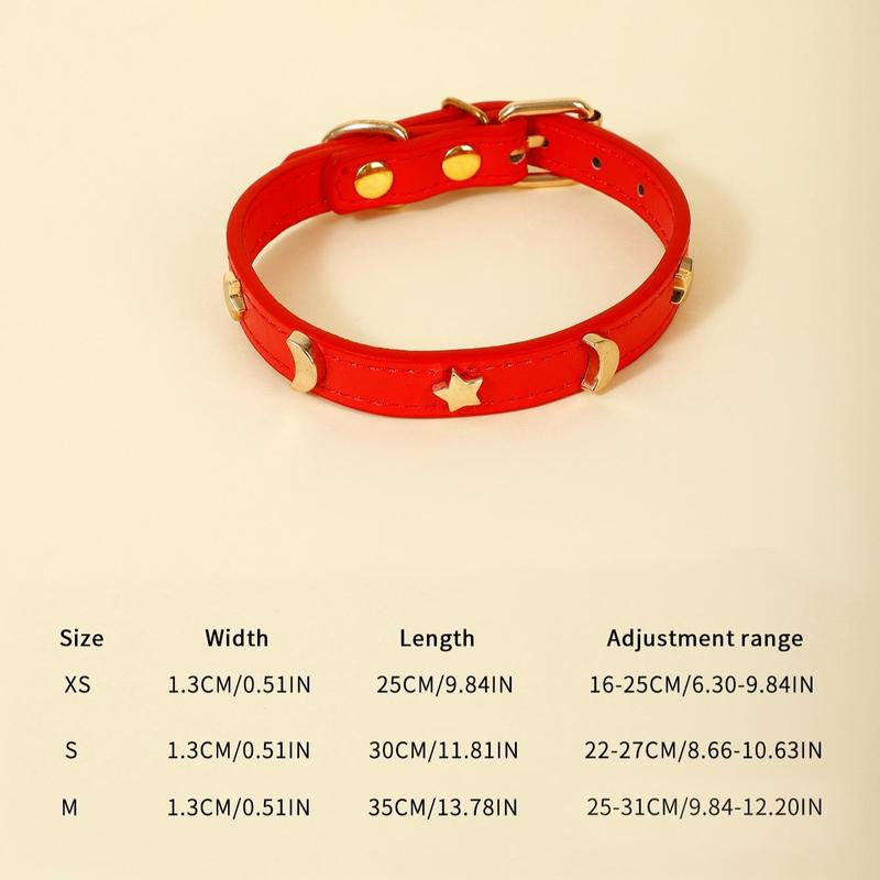 Star & Moon Adjustable leather Pet Collar