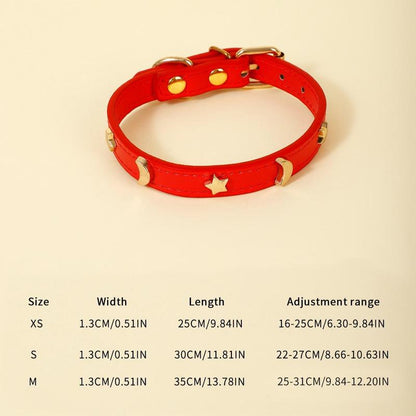 Star & Moon Adjustable leather Pet Collar