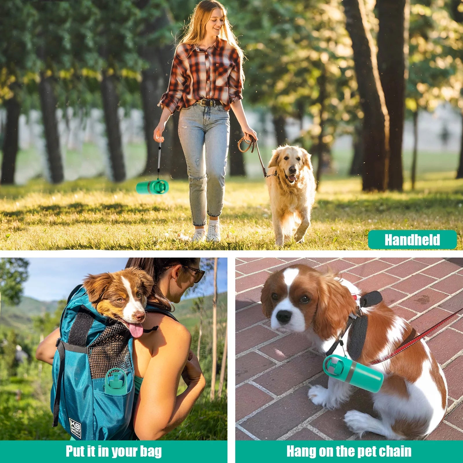 Portable Dog Pooper Scooper with Built-In Bag Dispenser - Lightweight Handheld Waste Pick-Up Tool for Small, Medium, and Large Dogs