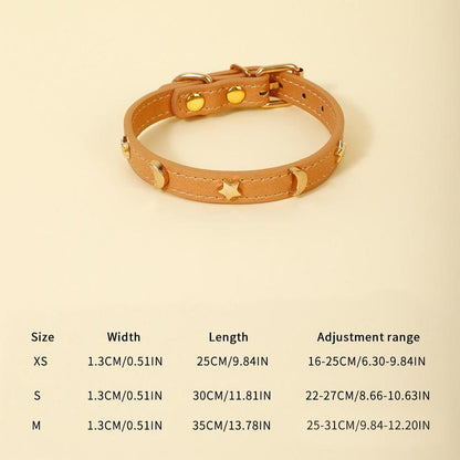 Star & Moon Adjustable leather Pet Collar